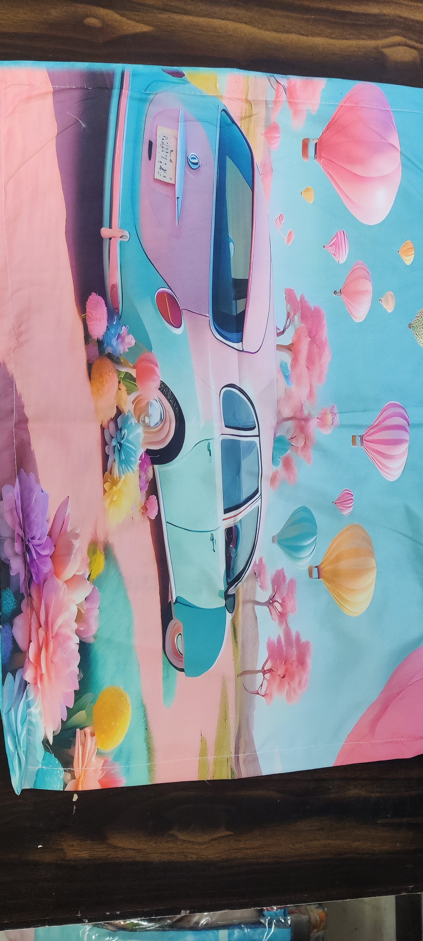 7D Queen Size Disney Car Printed Bedsheet Set (Non-Elastic)